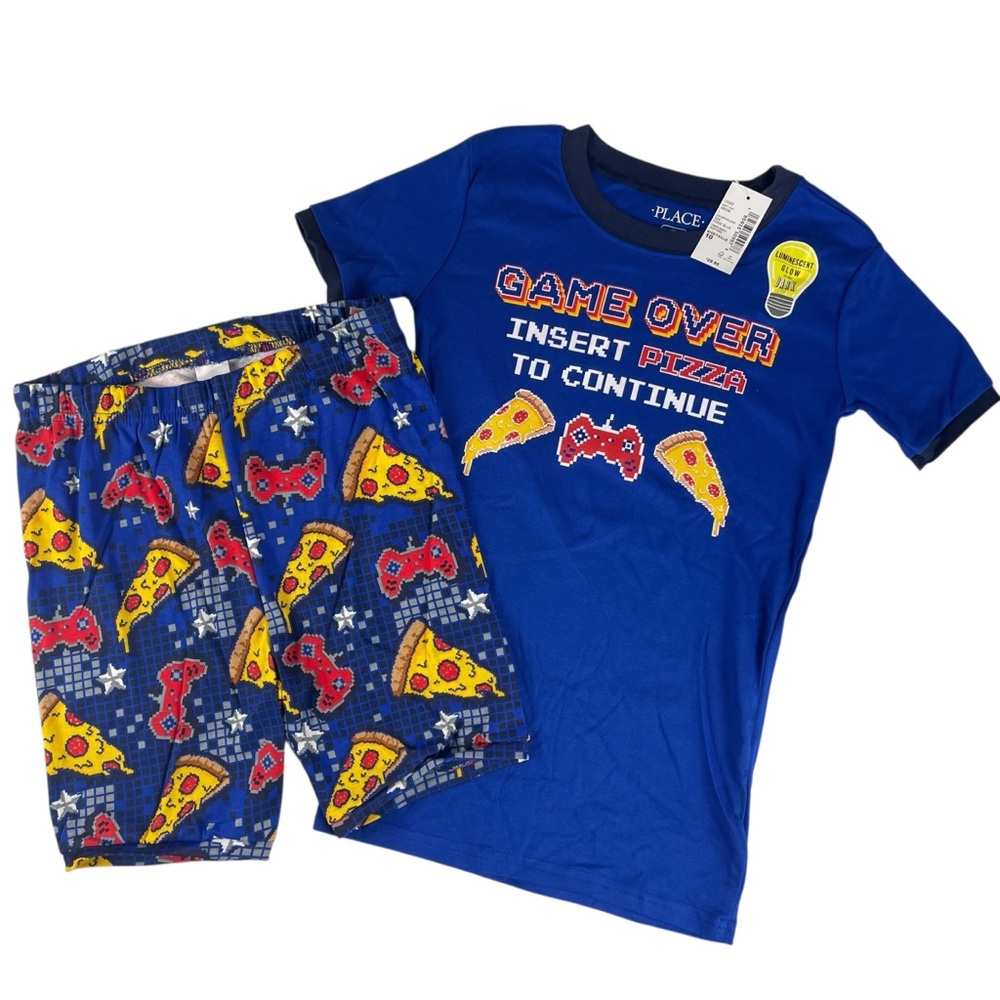 The Children's Place 2 Piece Short Sleeve & Shorts Pajama Set Game Over Size 10